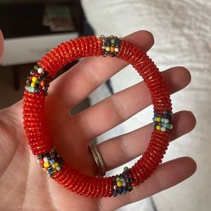Beaded Red Bracelet - Handmade